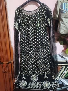 black shirt with golden stars work with long net stylish sleeves