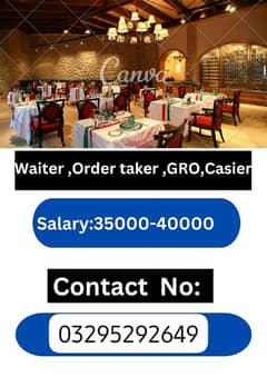 restaurant jobs available. . . . waiter. . . order taker. . . GRO. . . cashier