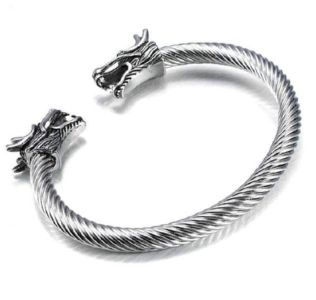 Silver twisted cable daragon Kara for men/boys 1