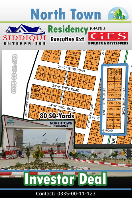 CHANCE INVESTOR DEAL 80 SQYARDS PLOT NORTH TOWN RESIDENCY PHASE 1 0