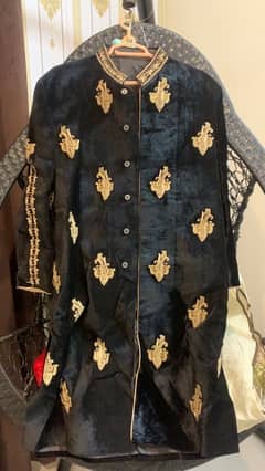 Designer Black pure velvet Sherwani