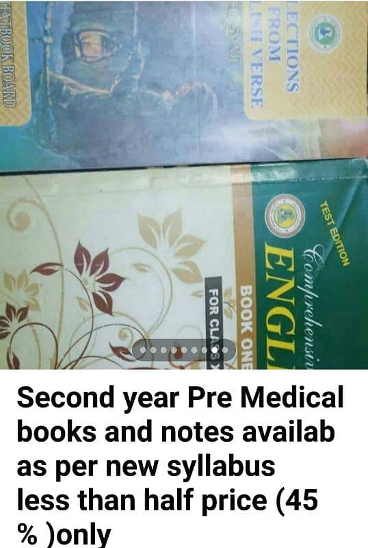 2nd year Pre Medical books and notes available as per new syllabus 3