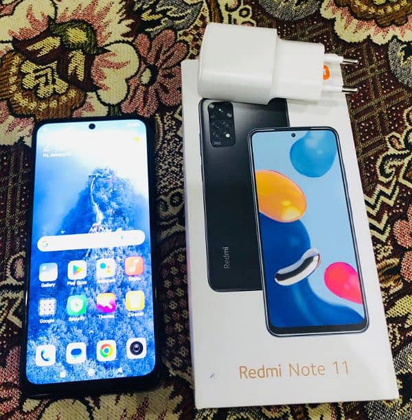 Redmi note 11 with box and charger 2