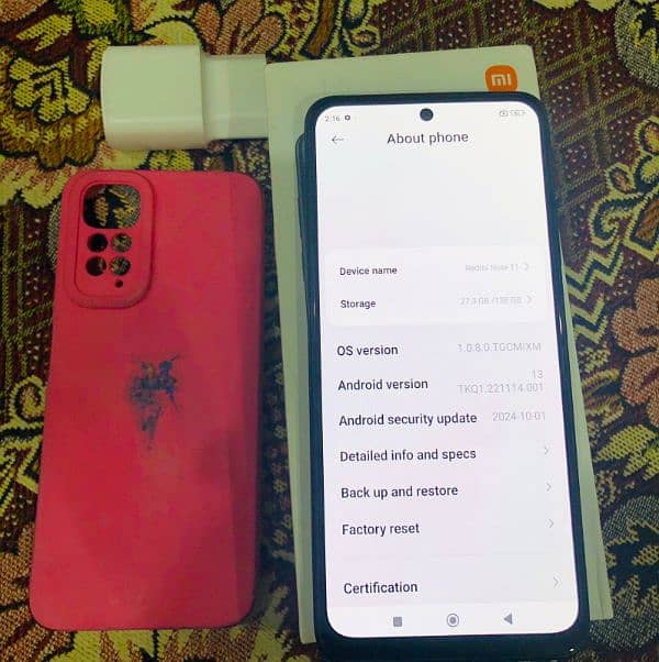 Redmi note 11 with box and charger 3