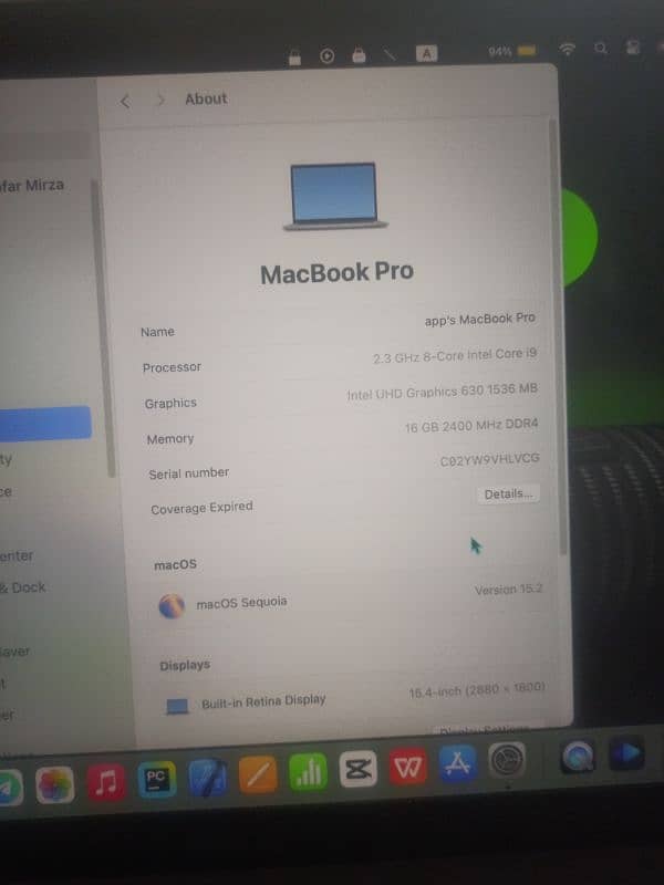 Mac Book pro 2019 i9 (15 inch) 16/512 4