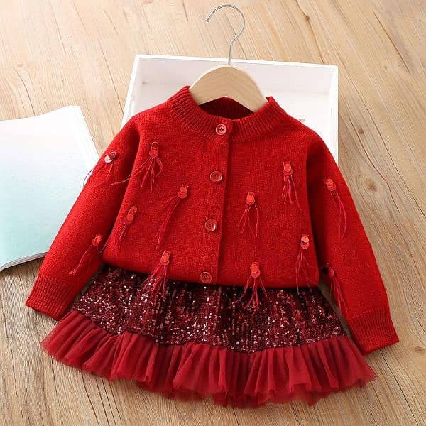 Girl's Stylish Textured Wool Kitten Long- Sleeve Shirt & pants set 5