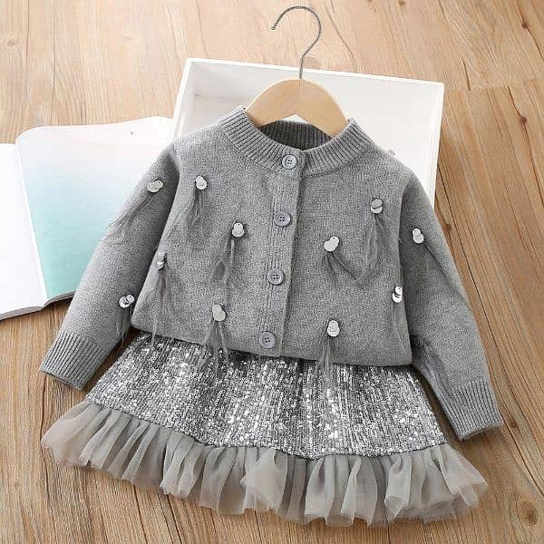 Girl's Stylish Textured Wool Kitten Long- Sleeve Shirt & pants set 6