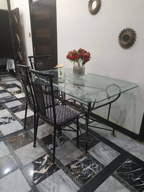 Glass top dining table with 4 chairs 3