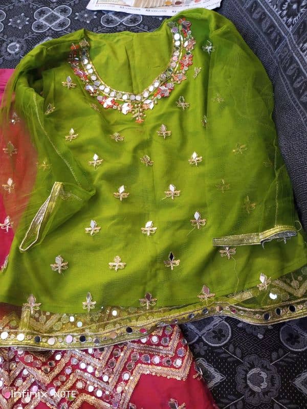 mirror work lehnga with duptta nd shirt. . one maksy with 0