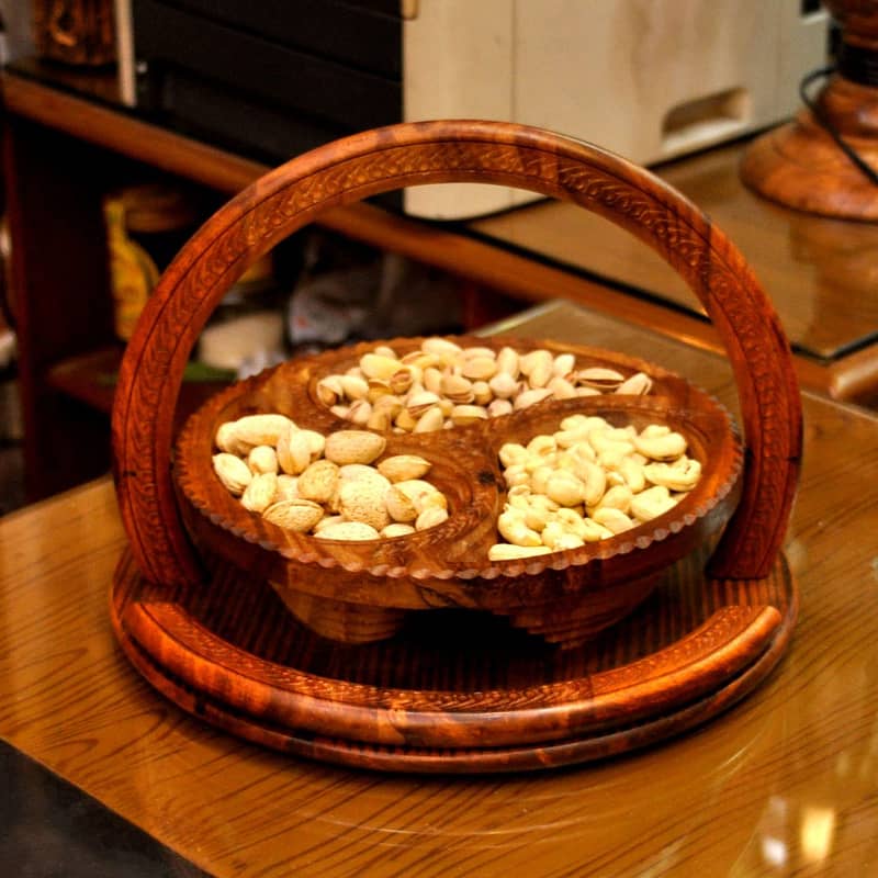 Handcrafted Dry-Fruit Wooden Pot 0