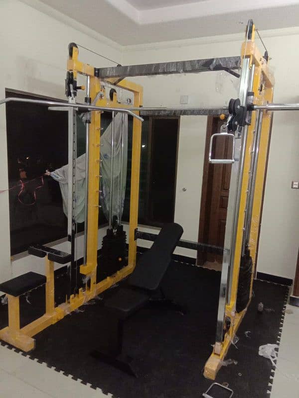 Smith machine cable cross over function trainer squat rack lat gym 1