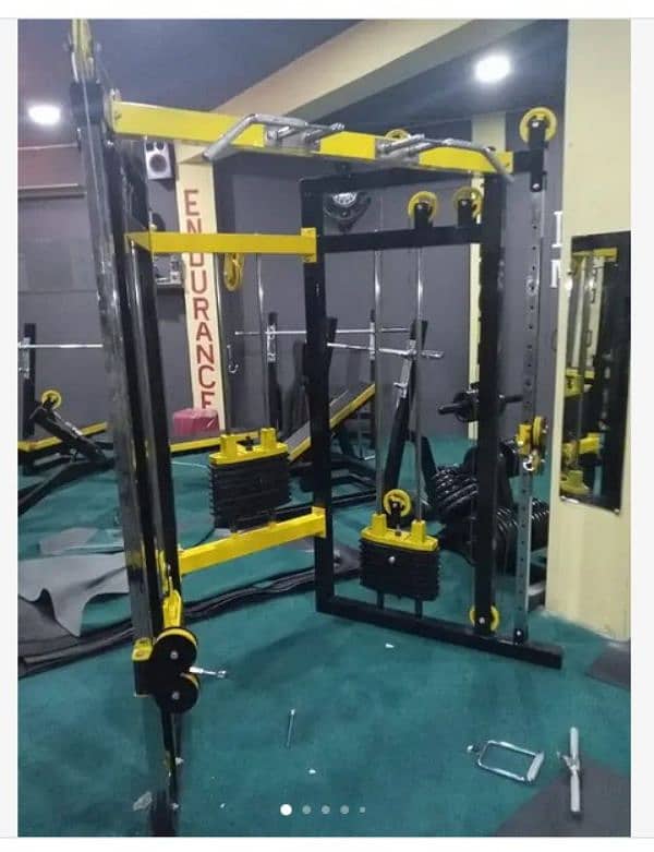 Smith machine cable cross over function trainer squat rack lat gym 2