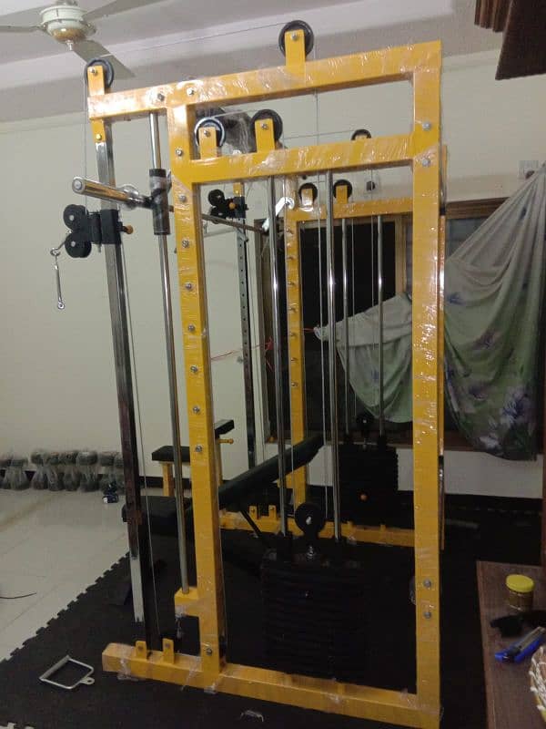 Smith machine cable cross over function trainer squat rack lat gym 13