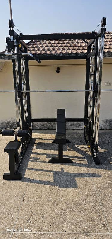 Smith machine cable cross over function trainer squat rack lat gym 14