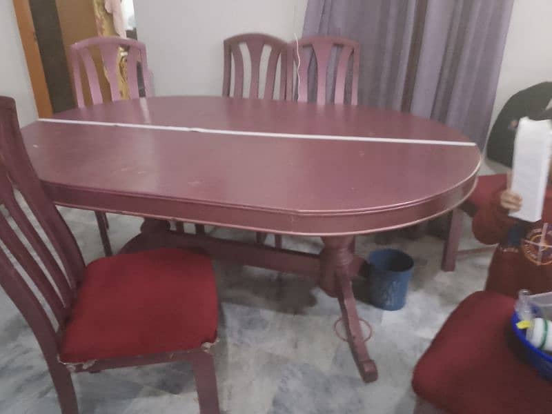 jumbo size dining table sagwan lakri home made few month used 3