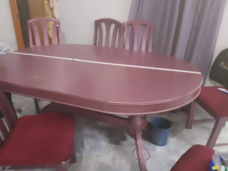 jumbo size dining table sagwan lakri home made few month used 4