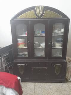 Wooden Display Cabinet With Glass Panels