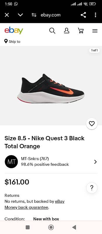 Nike Quest original shoes size UK 9.5 number euro 44.5 5