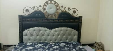 Iron double bed with 2 side tables for sale