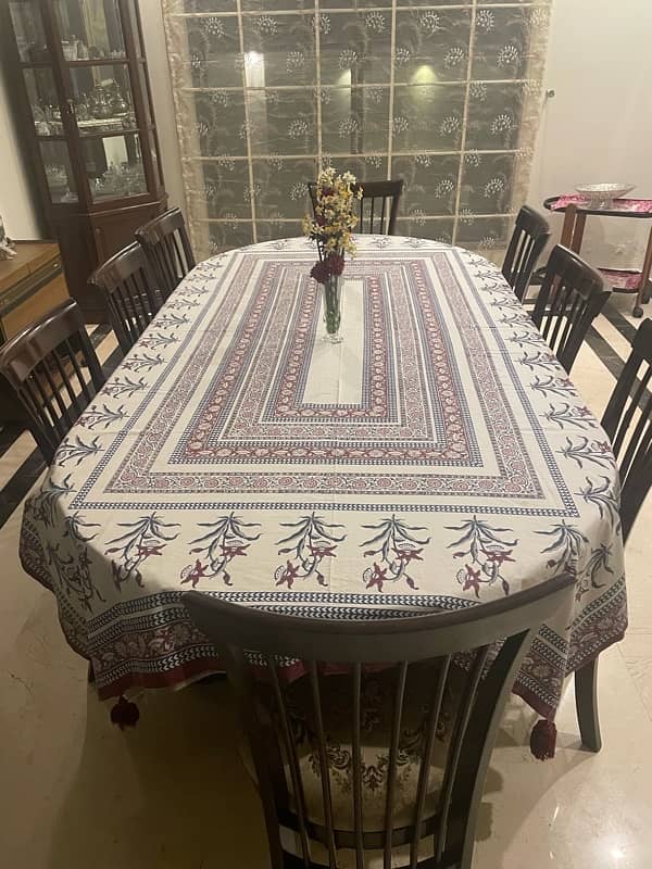 Wooden Dining Table and 8 Dining Chairs 0