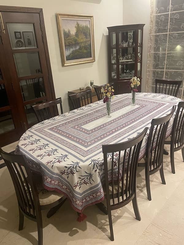 Wooden Dining Table and 8 Dining Chairs 1