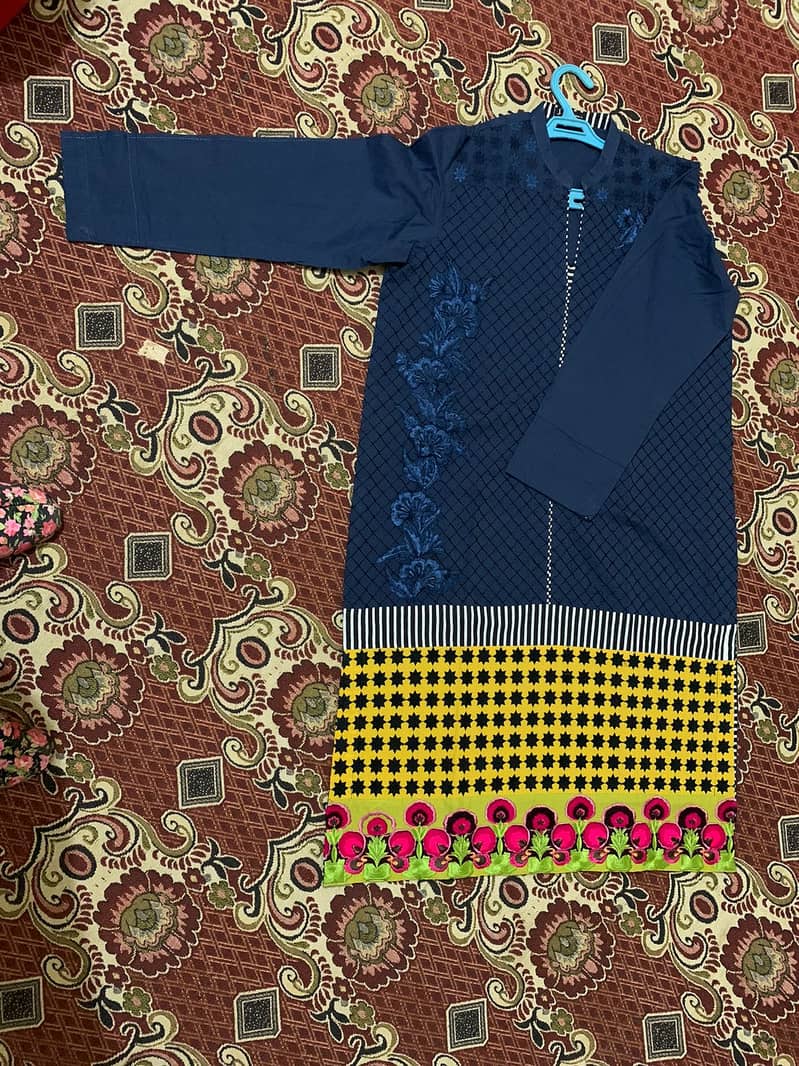 Elegant Navy Blue Embroidered kurti 1