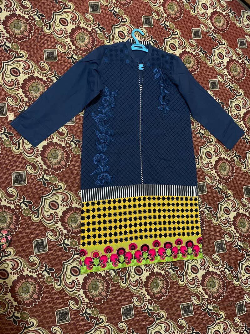 Elegant Navy Blue Embroidered kurti 6