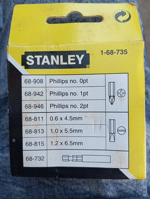 STANLEY Tools Screw Driver Insert Bit 7 Pcs Set Phillips / Slotted + - 1