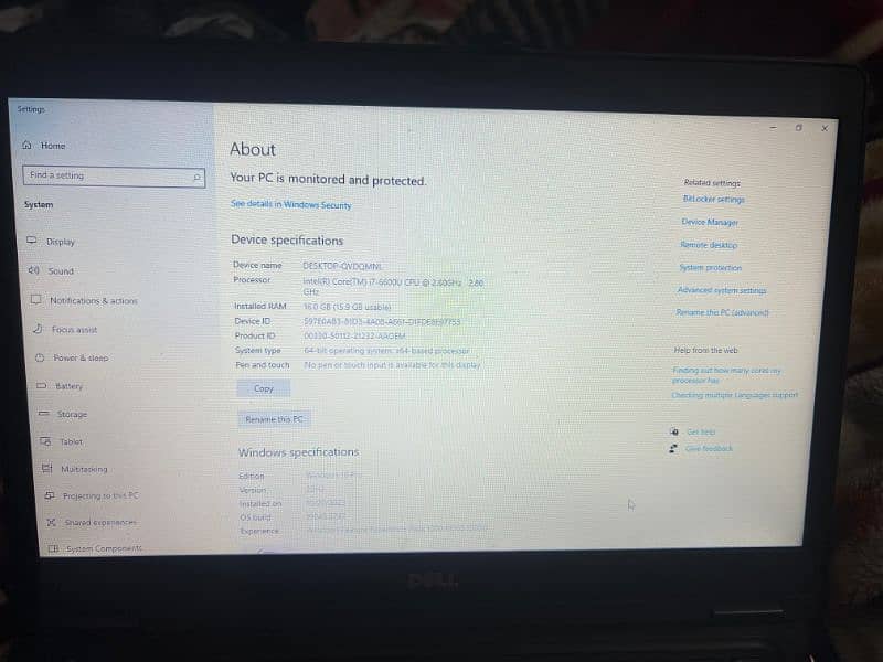 DELL LATITUDE 5480 16/256 2 GB CARD 8/10 CONDITION 0