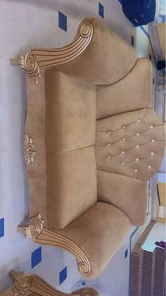 7 seater sofa with centre table golden colour