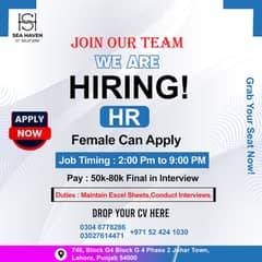 hiring hr female can apply only