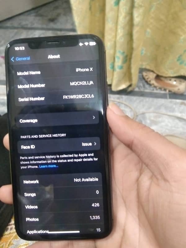 iphone X face id issue 256 Gb btry hlt 100jiss 6