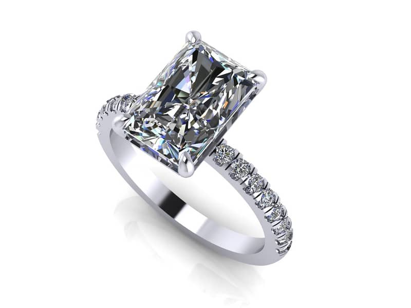 Emerald-cut Stone Big Zircon Ring for Engagement 0