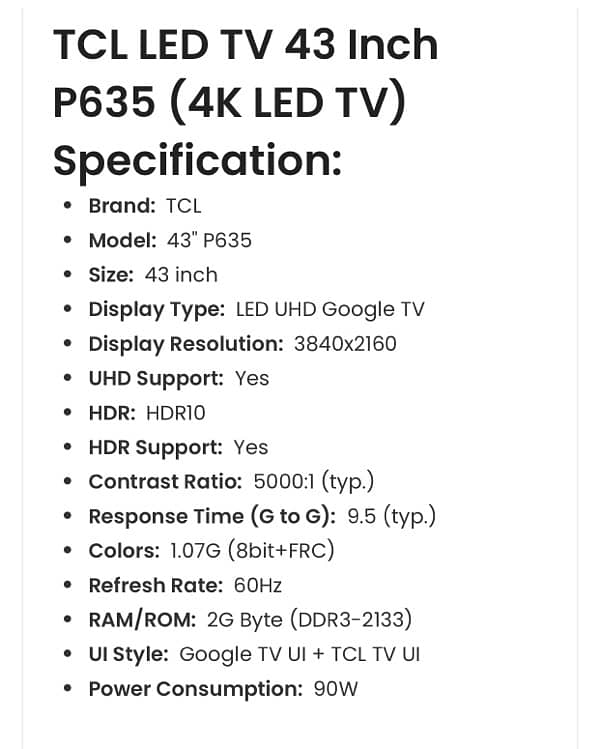 New Tcl 43 inches Led 4K With Box | Just 5 days used 1