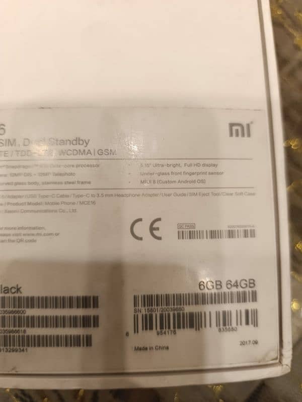 Xiaomi MI6 in mint condition. DHA. Whatsapp only 4