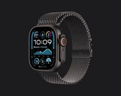 Apple watch ultra 2 49mm Black Ti Case with Titanium Milanese Loop.