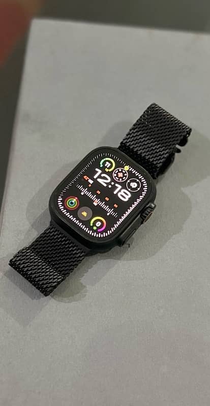 Apple watch ultra 2 49mm Black Ti Case with Titanium Milanese Loop. 3