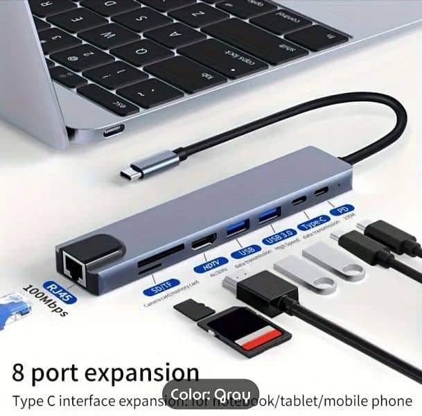 8 In 1 USB C-type hub 0