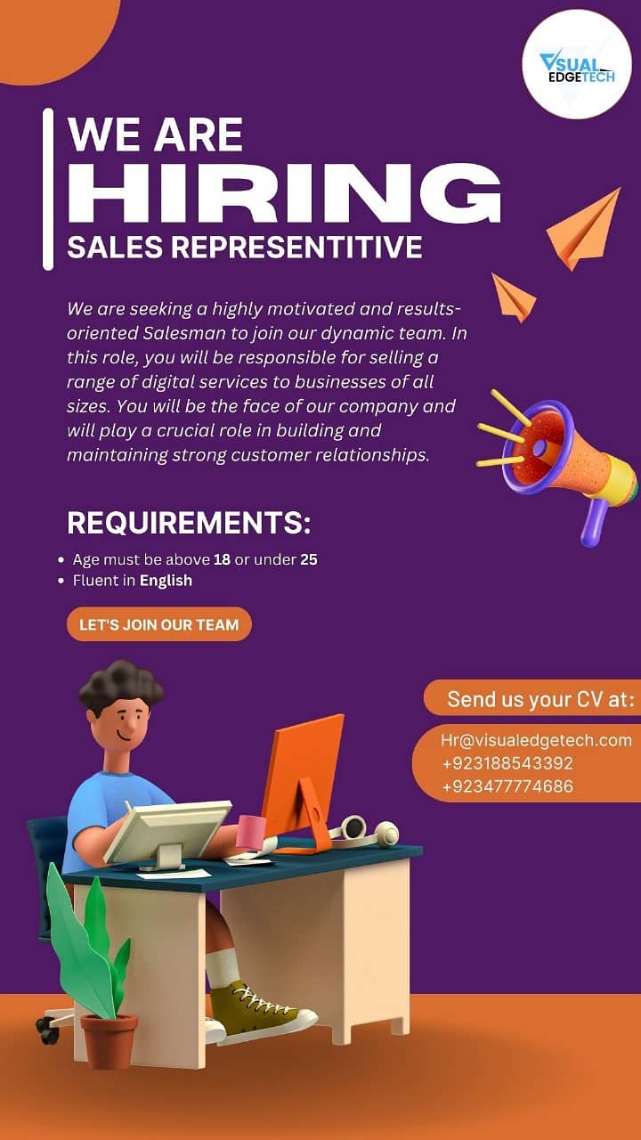 We Are Hiring Sales Representative 1