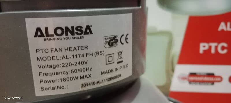 ALONSA PTC FAN HEATER 900/1800 W 5