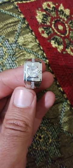 White zircon silver ring