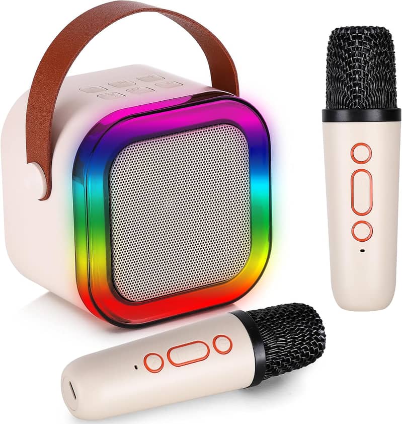 LED Karaoke Machine,Portable Bluetooth with 2 Wireless Microphone 6