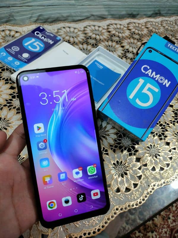 Tecno Camon 15 With Box | 48MP Cam | 4/64GB Storage | Ladies Hand Used 9