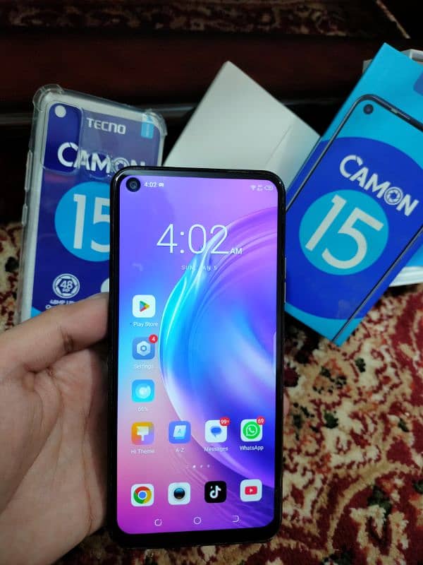 Tecno Camon 15 With Box | 48MP Cam | 4/64GB Storage | Ladies Hand Used 12