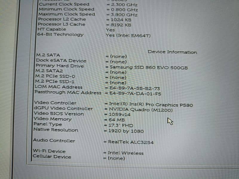 Dell precision 7720 Xeon E3-1545M 6