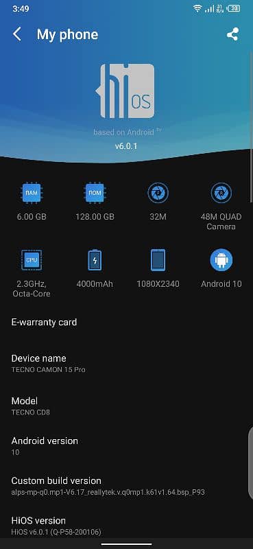 Tecno Camon 15 Pro  box and mobile phone 2