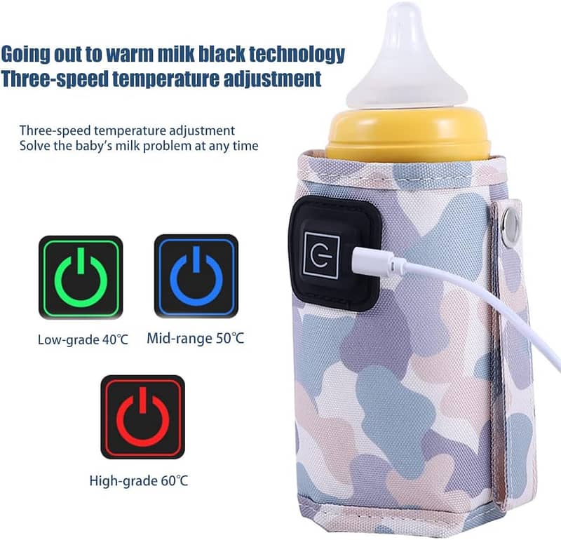 Car Travel Bottle Warmer,5V 2A USB Heating Bottle Warmer 40°C-60 ° 2