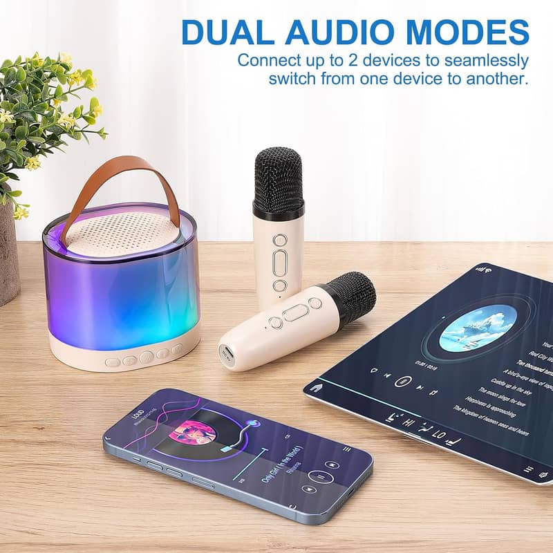 Karaoke Machine Portable Bluetooth Speaker with 2 Wireless Microphon 8