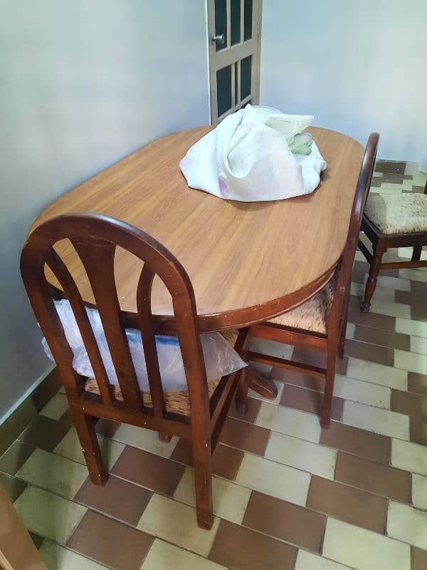 pure wood dining table with complete 6 chair set 1