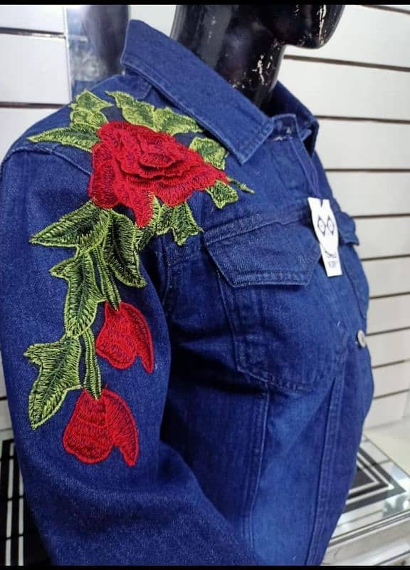 Stylish Women's Embroidered Denim Jacket - Standard Size, Blue 2